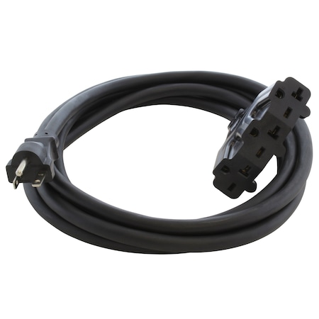 Ac Works STW; Cold Weather Extension Cord, 12 AWG, Indoor/Outdoor, 12/3, 3 Outlets, 6-15/20R, Black, PVC S620W620-010